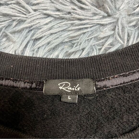 RAILS Marlo Black Flocked Cobra Sweater Zip Side Size L - Picture 4 of 6